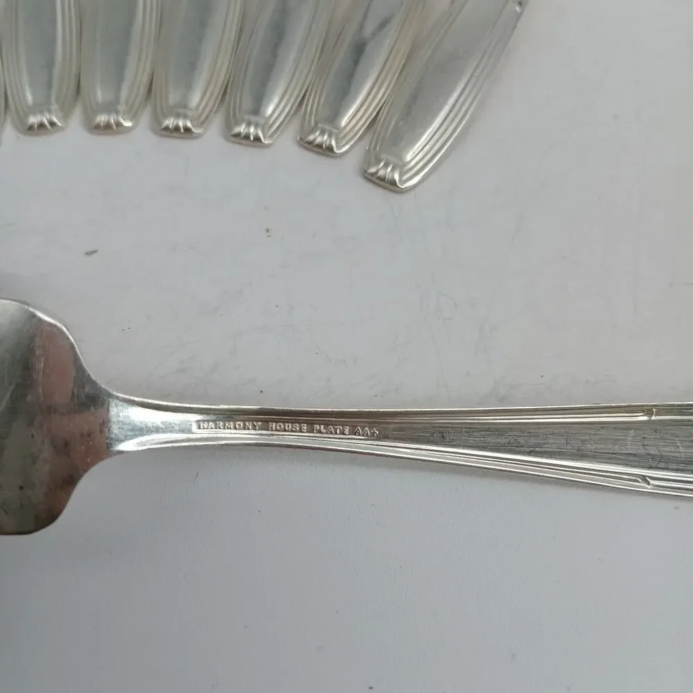 8X SF Harmony House by Wallace Serenade Silverplate Flatware Salad Forks Vtg